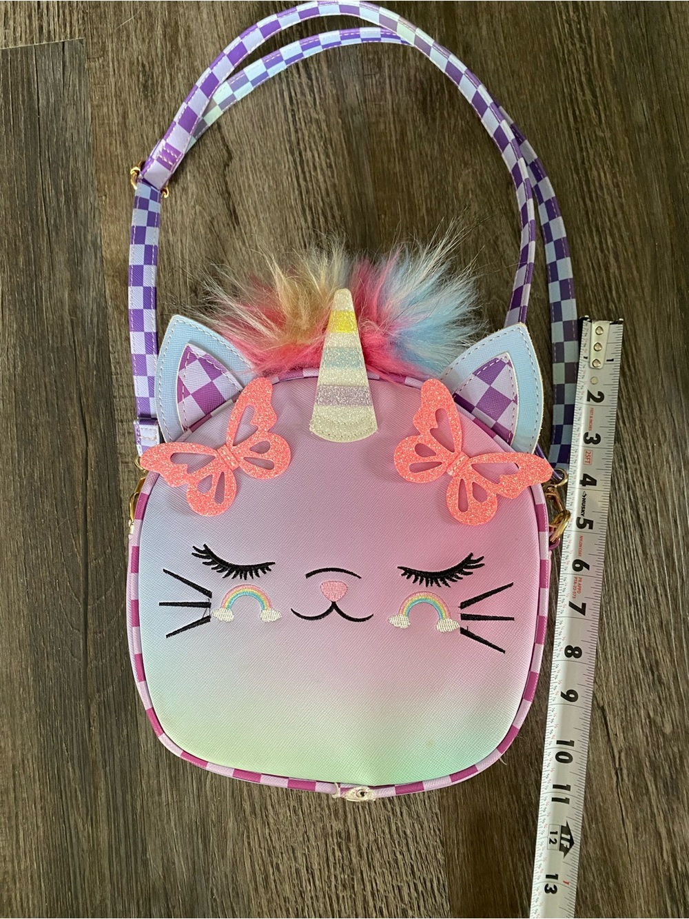 Kids Pink Purple Unicorn Cat Crossbody Bag – Cute Rainbow Design